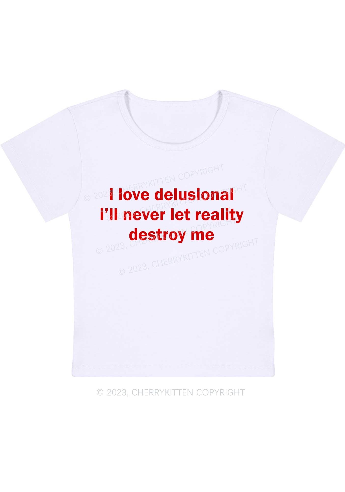 Curvy I Love Delusional Reality Y2K Baby Tee Cherrykitten