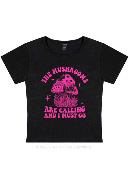 The Mushrooms Are Calling Y2K Baby Tee Cherrykitten