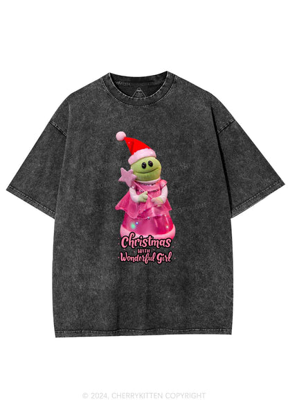 Christmas Wonderful Girl Y2K Washed Tee Cherrykitten