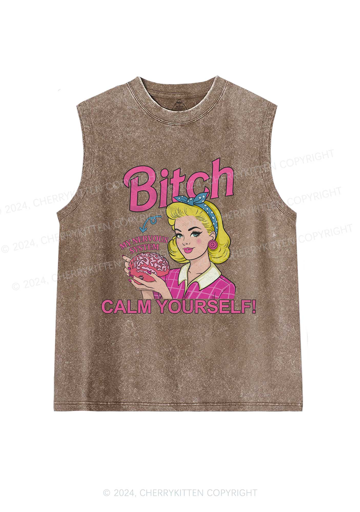 Bxxch Calm Yourself Y2K Washed Tank Cherrykitten