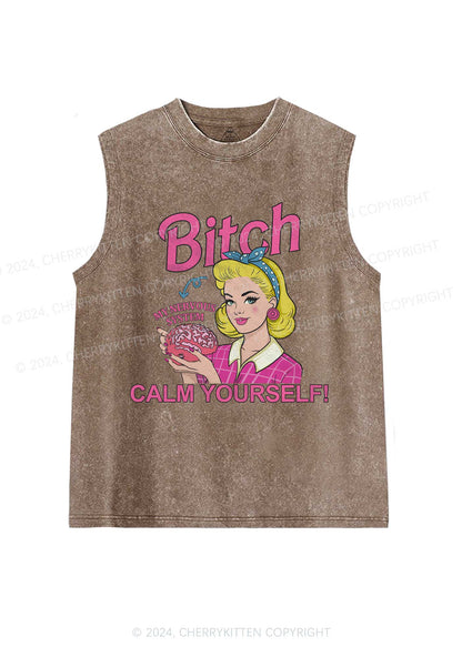 Bxxch Calm Yourself Y2K Washed Tank Cherrykitten