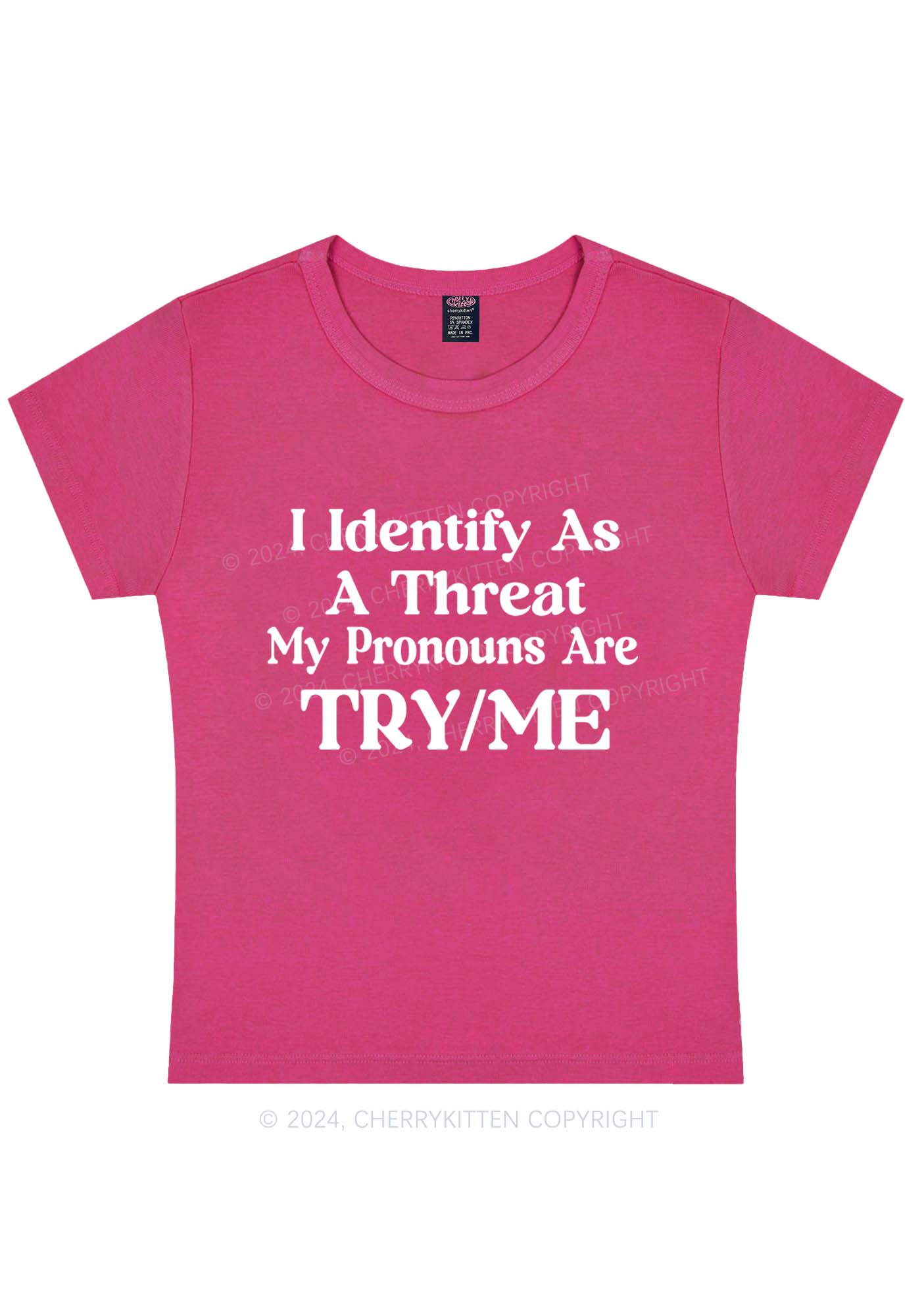 Identify As A Threat Y2K Baby Tee Cherrykitten