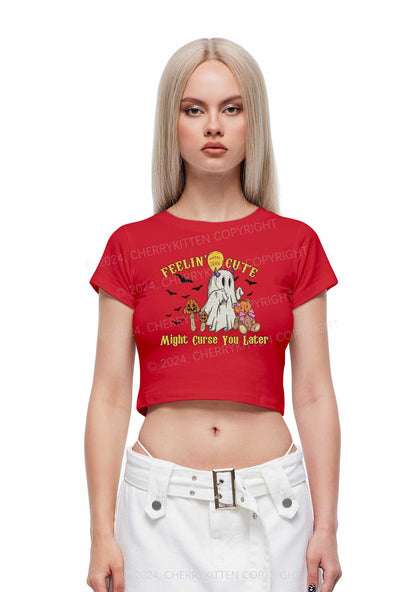 Halloween Feelin Cute Y2K Baby Tee Cherrykitten