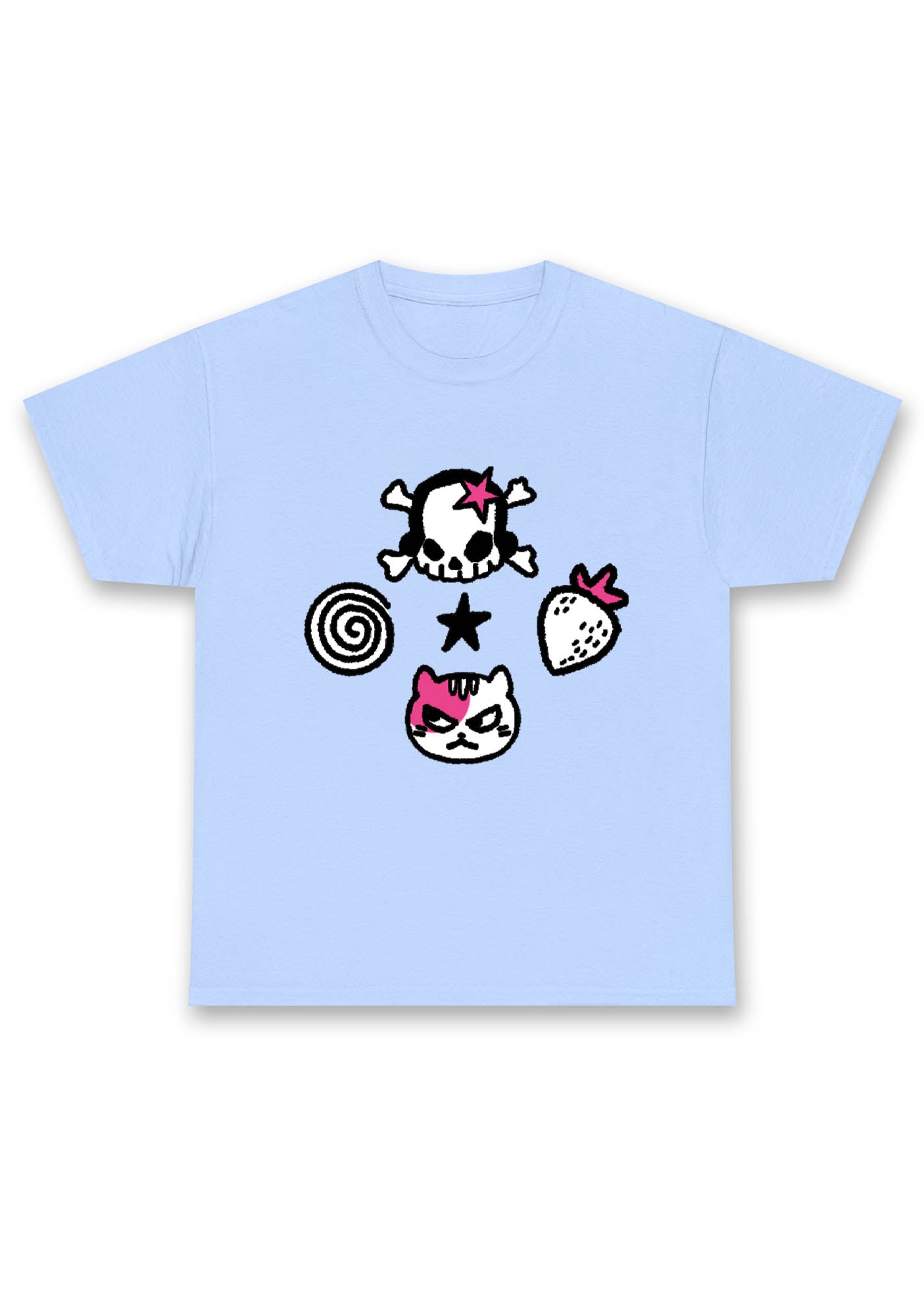 Skull Strawberry Cat Stars Chunky Shirt