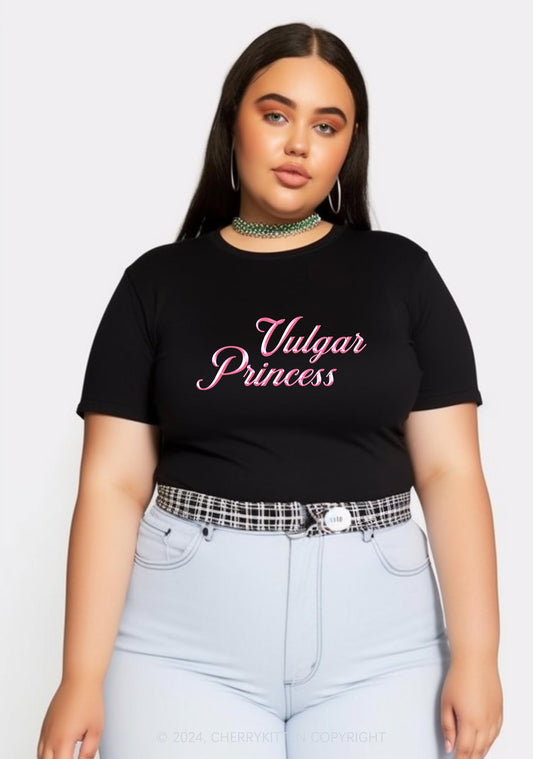 Curvy Vulgar Princess Y2K Baby Tee Cherrykitten