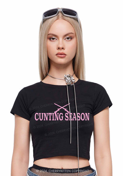 Pink Cxxting Season Y2K Baby Tee Cherrykitten