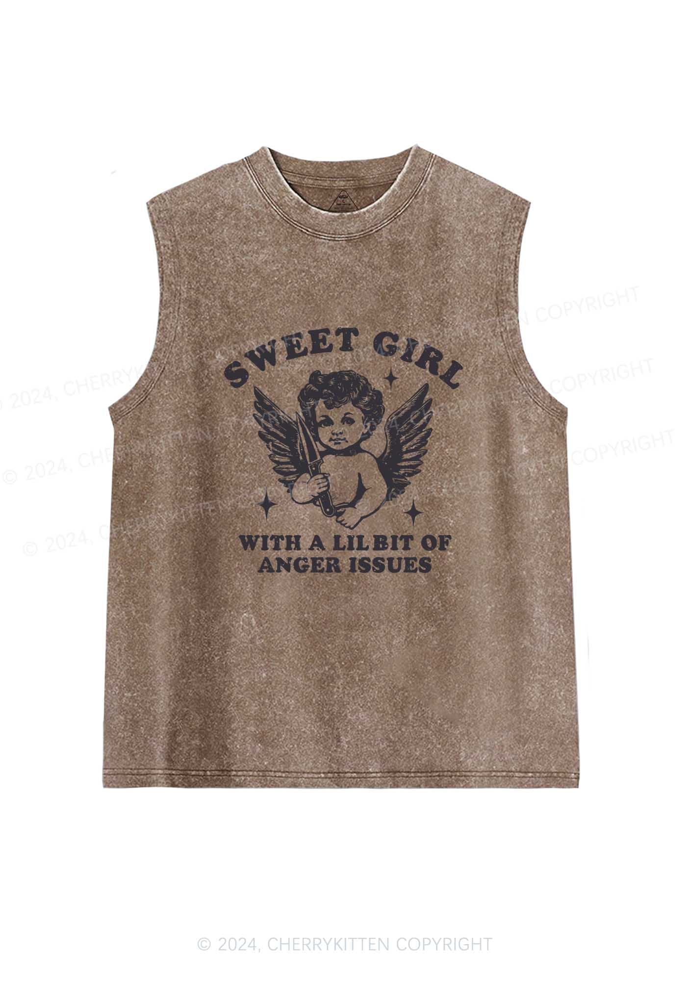 Sweet Girl With Anger Issues Y2K Washed Tank Cherrykitten