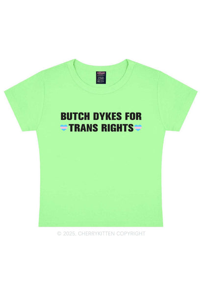 Butch Dykes For Trans Rights Y2K Baby Tee Cherrykitten