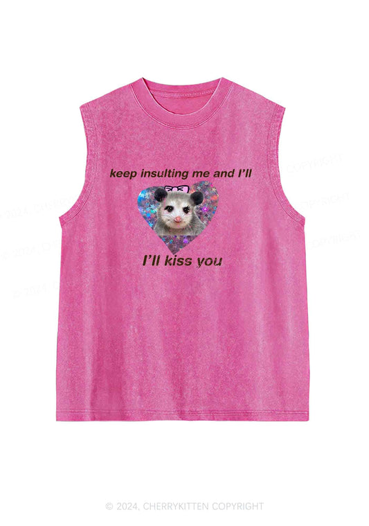 Keep Insulting Me And I'll Kiss You Y2K Washed Tank Cherrykitten