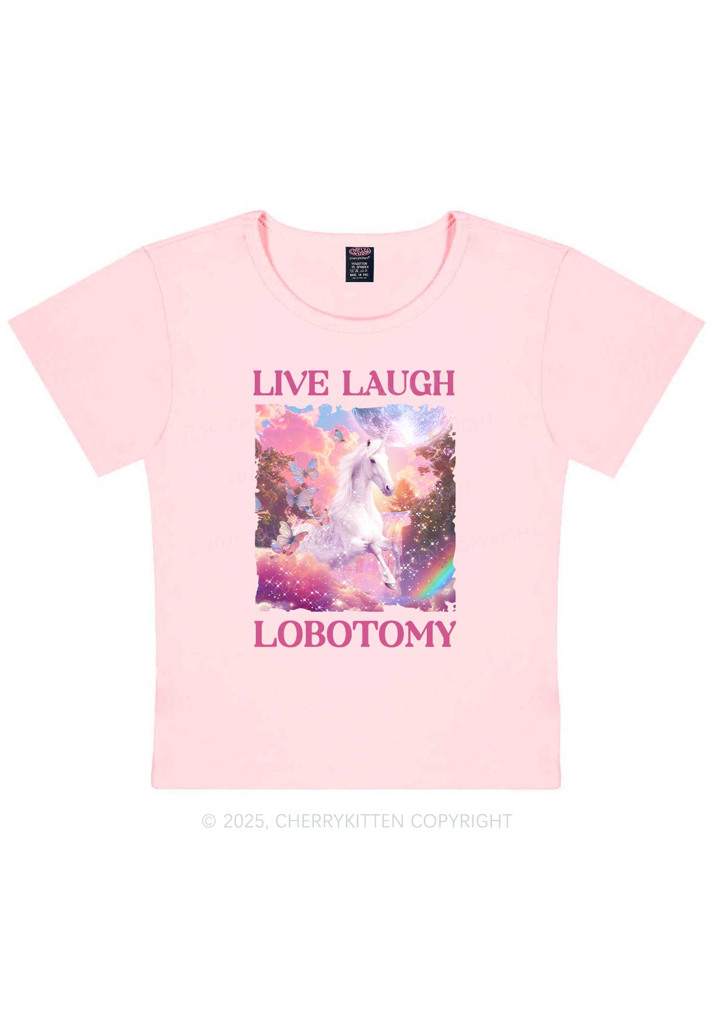 Live Laugh Lobotomy Unicorn Y2K Baby Tee Cherrykitten