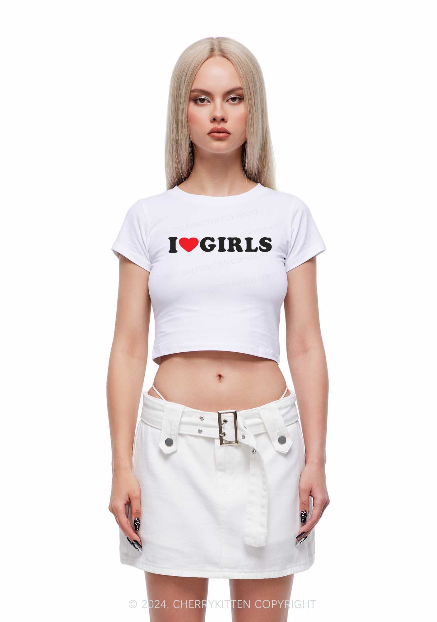 I Love Girls Y2K Baby Tee Cherrykitten