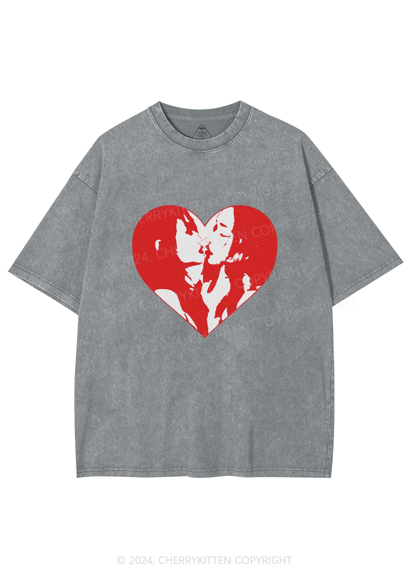 Kiss Girl Y2K Valentine's Day Washed Tee Cherrykitten