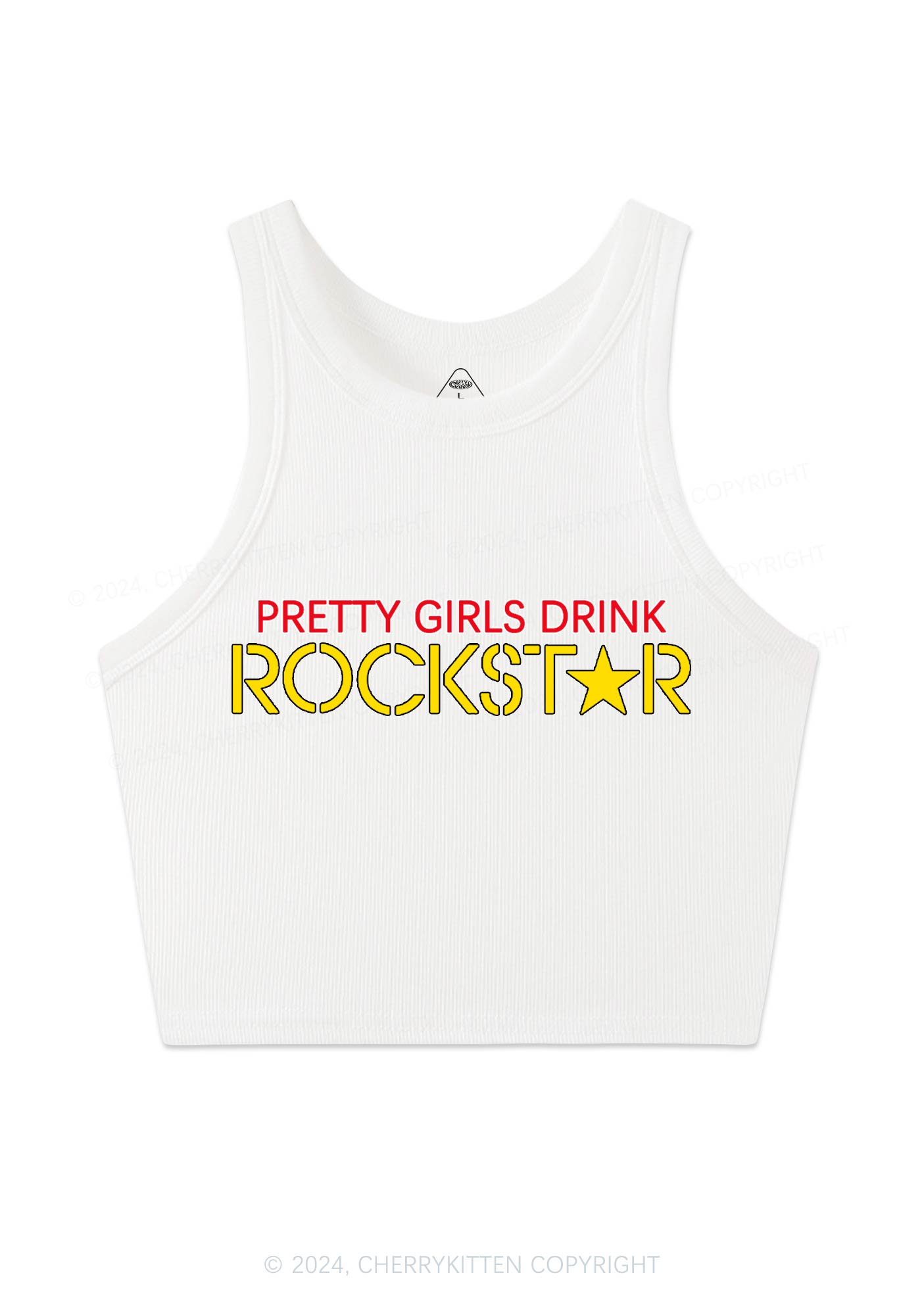 Pretty Girls Drink Rockstar Y2K Crop Tank Top Cherrykitten