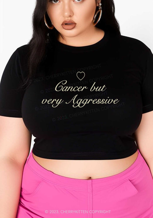 Curvy Cancer But Very Aggressive Y2K Baby Tee Cherrykitten