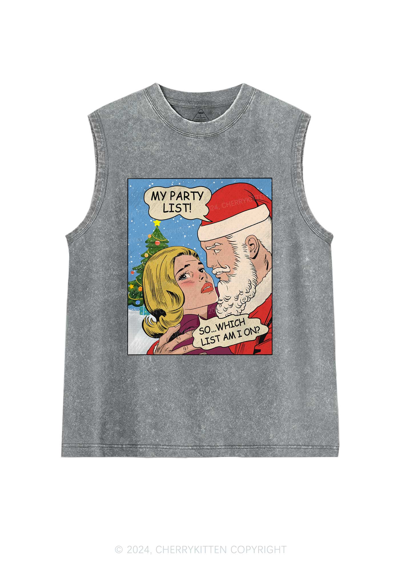 Christmas My Party List Y2K Washed Tank Cherrykitten