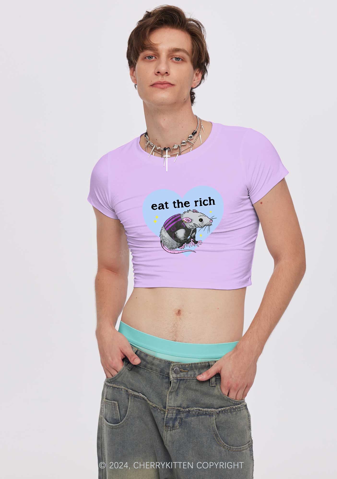 Eat The Rich Rat Y2K Baby Tee Cherrykitten