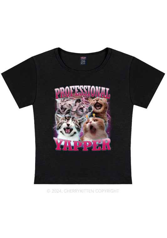 Professional Yapper Cat Y2K Baby Tee Cherrykitten