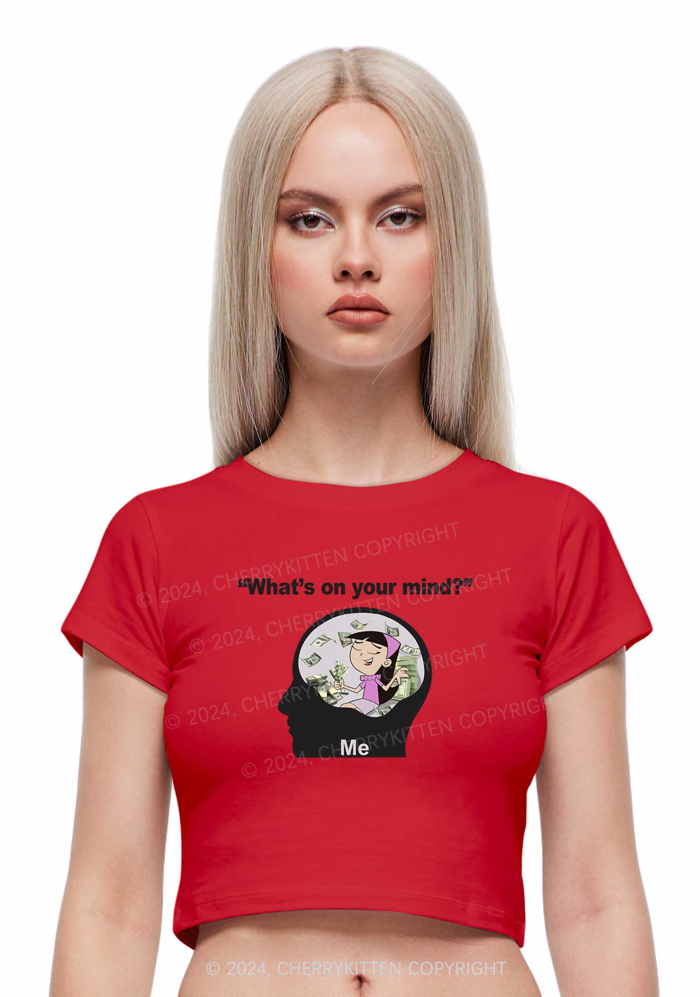 What's On Your Mind Y2K Baby Tee Cherrykitten