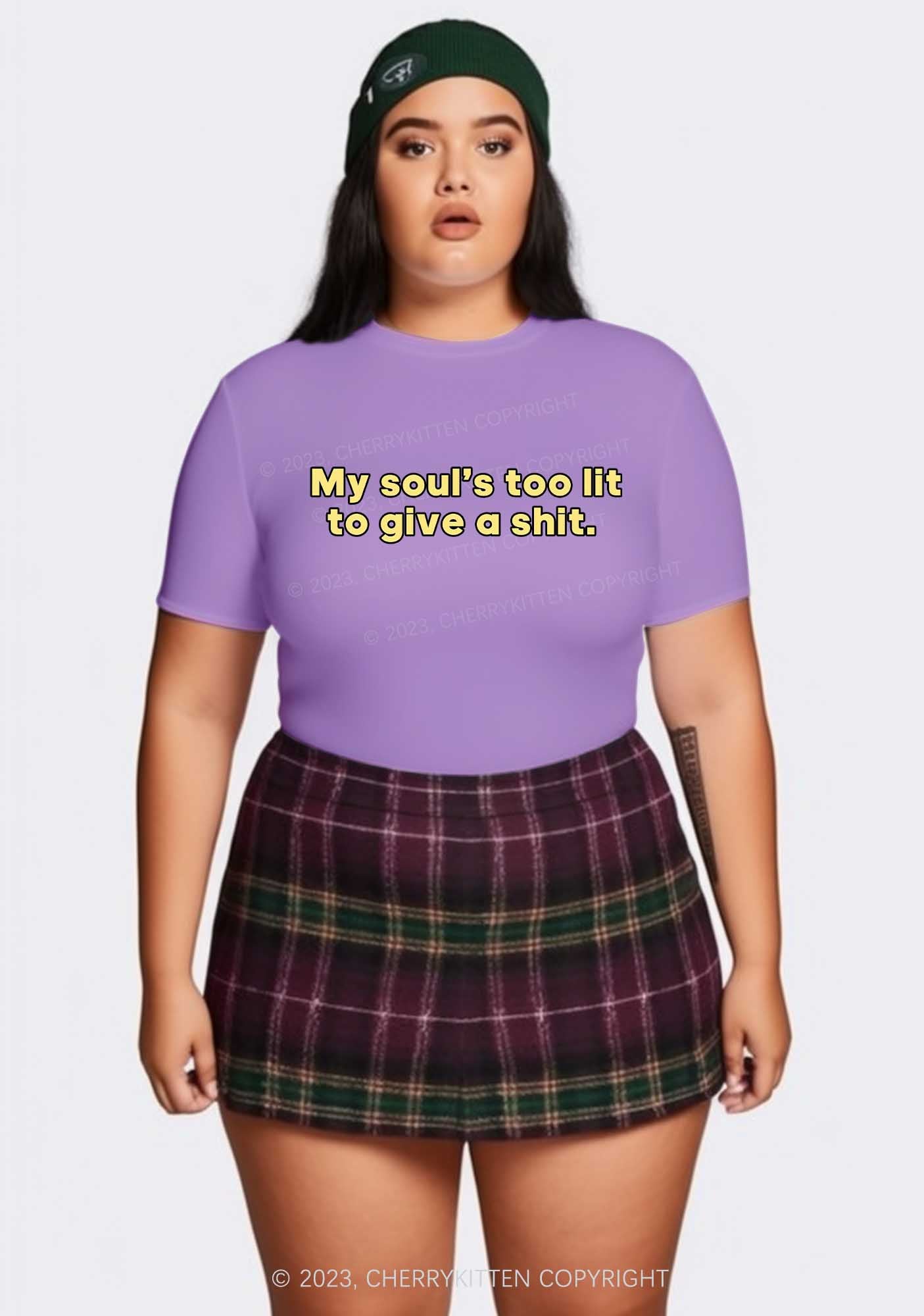 Curvy My Soul's Too Lit  Y2K Baby Tee Cherrykitten