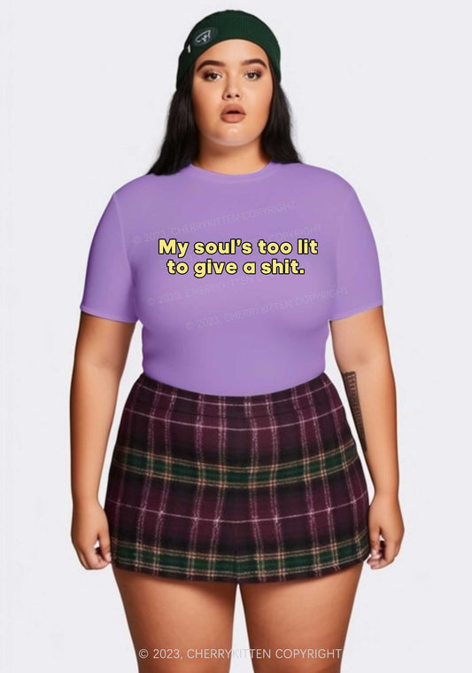 Curvy My Soul's Too Lit  Y2K Baby Tee Cherrykitten