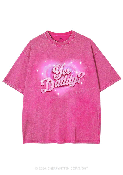 Pink Yes Daddy Y2K Valentine's Day Washed Tee Cherrykitten