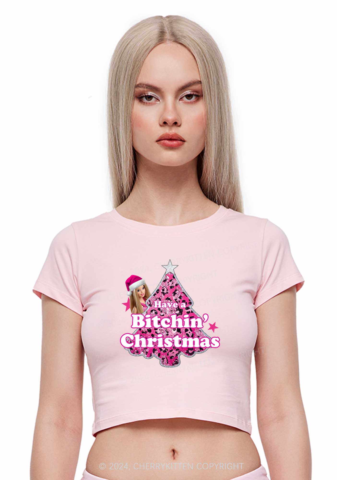 Christmas Bxxchin Y2K Baby Tee Cherrykitten