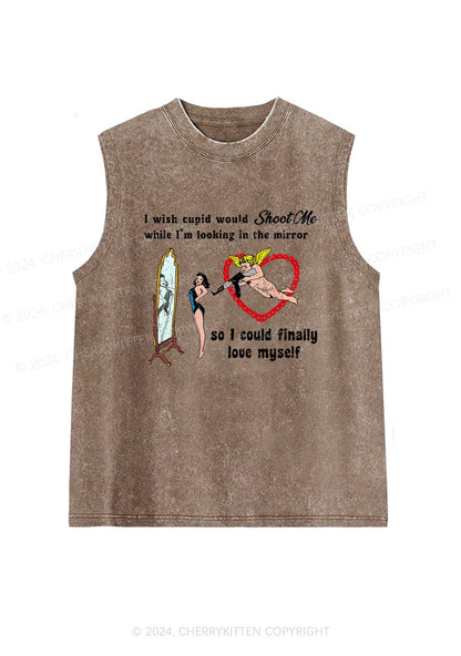 Cupid Would Shoot Me Y2K Washed Tank Cherrykitten