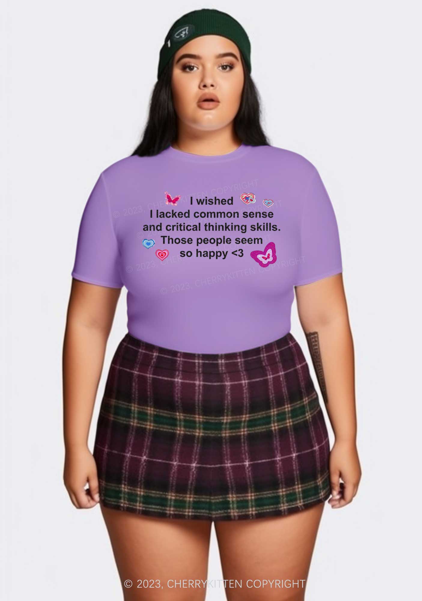 Curvy Lacked Critical Thinking Skills Y2K Baby Tee Cherrykitten