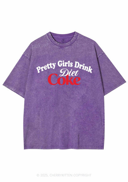 Pretty Girls Drink Diet Coke Y2K Washed Tee Cherrykitten