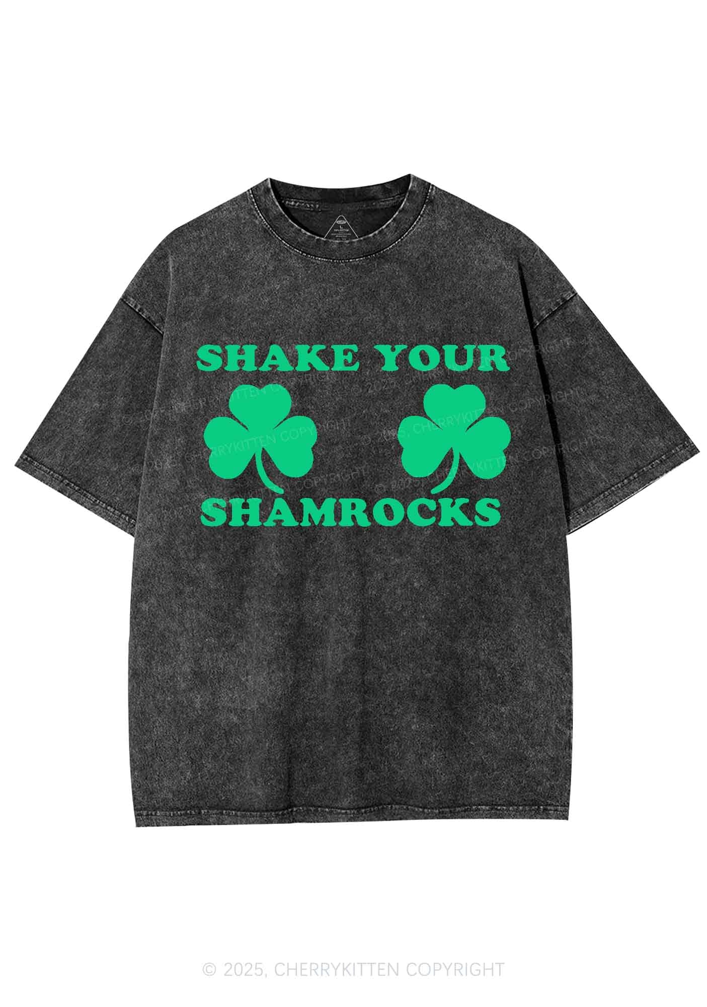 Shake Your Shamrocks St Patricks Y2K Washed Tee Cherrykitten