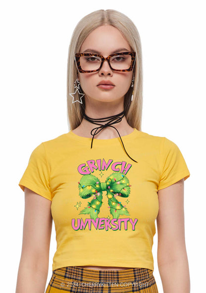 Christmas Green University Y2K Baby Tee Cherrykitten