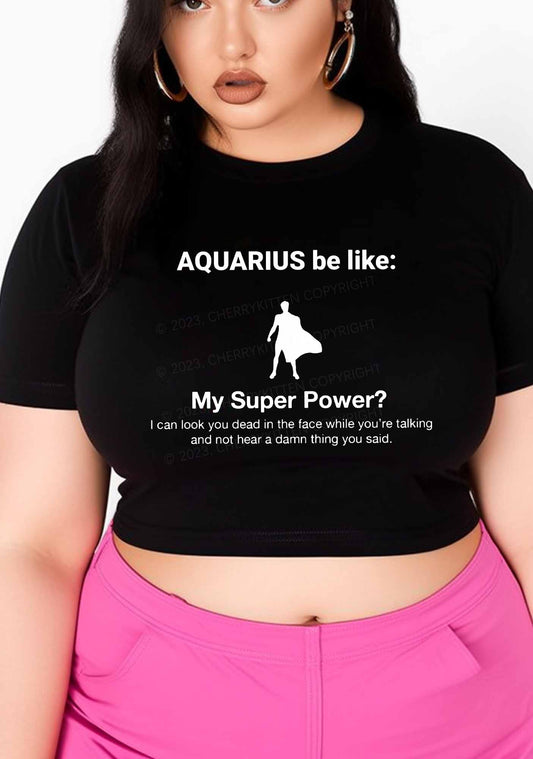 Curvy Aquarius Super Power Y2K Baby Tee Cherrykitten