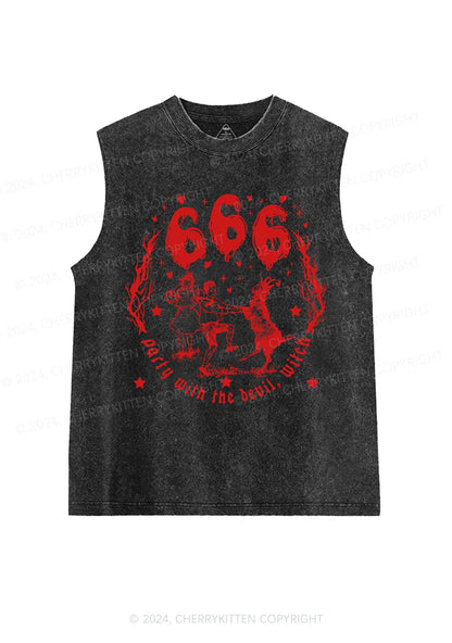 Halloween Devil Witch Y2K Washed Tank Cherrykitten