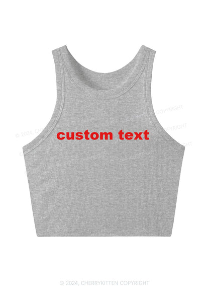 Custom Text Y2K Crop Tank Top Cherrykitten