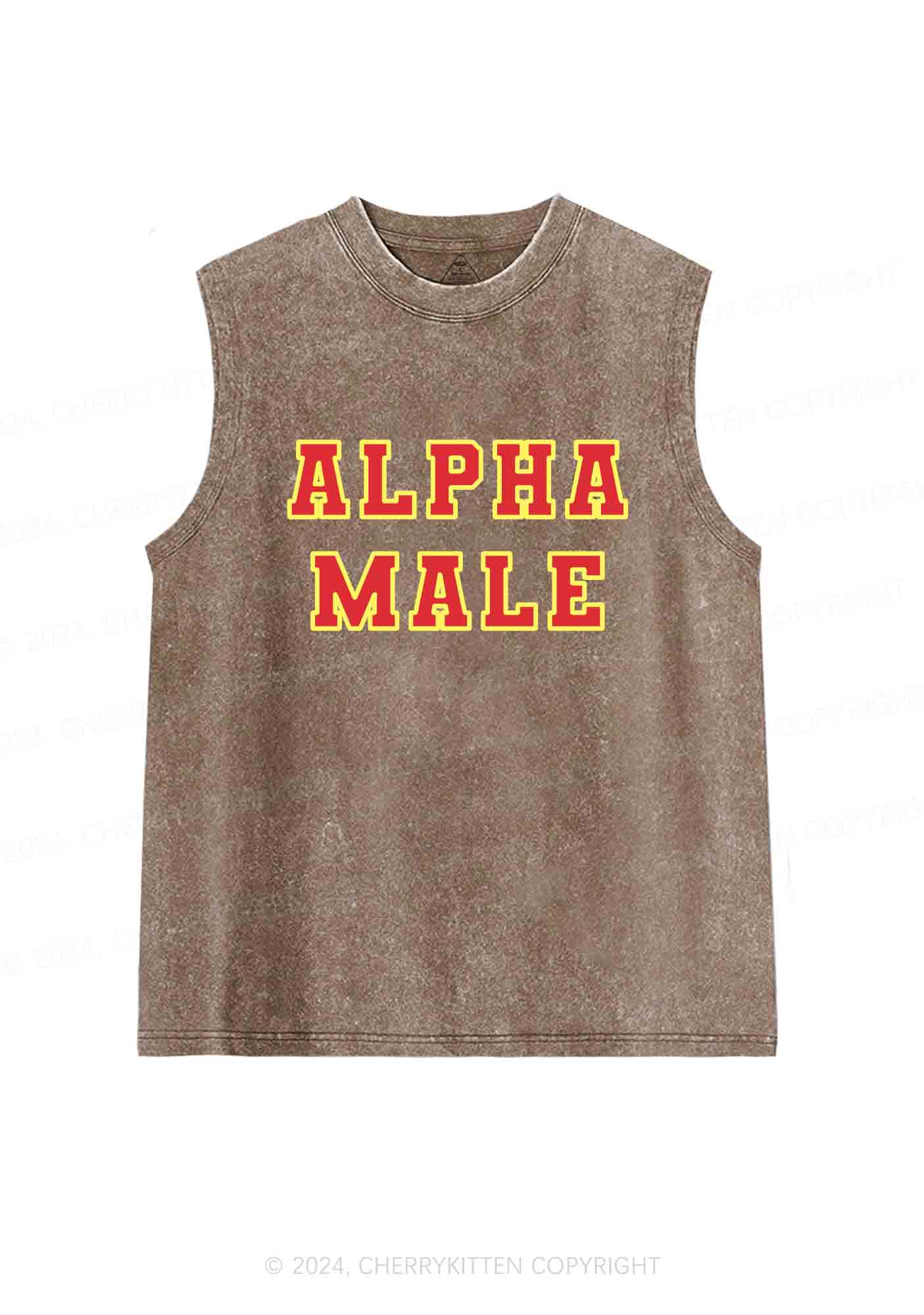 Red Alpha Male Y2K Washed Tank Cherrykitten