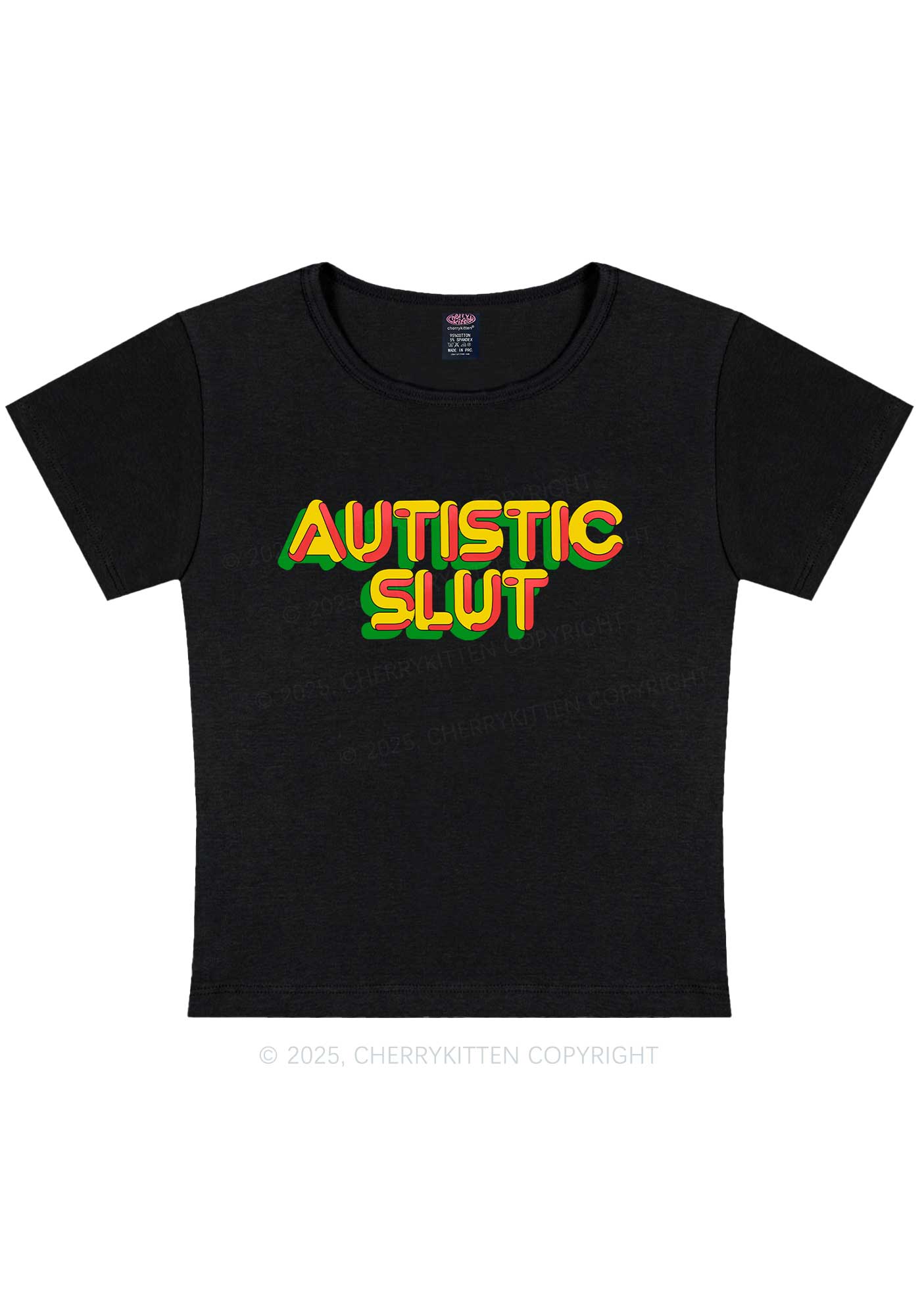 Autistic Slxt Y2K Baby Tee Cherrykitten