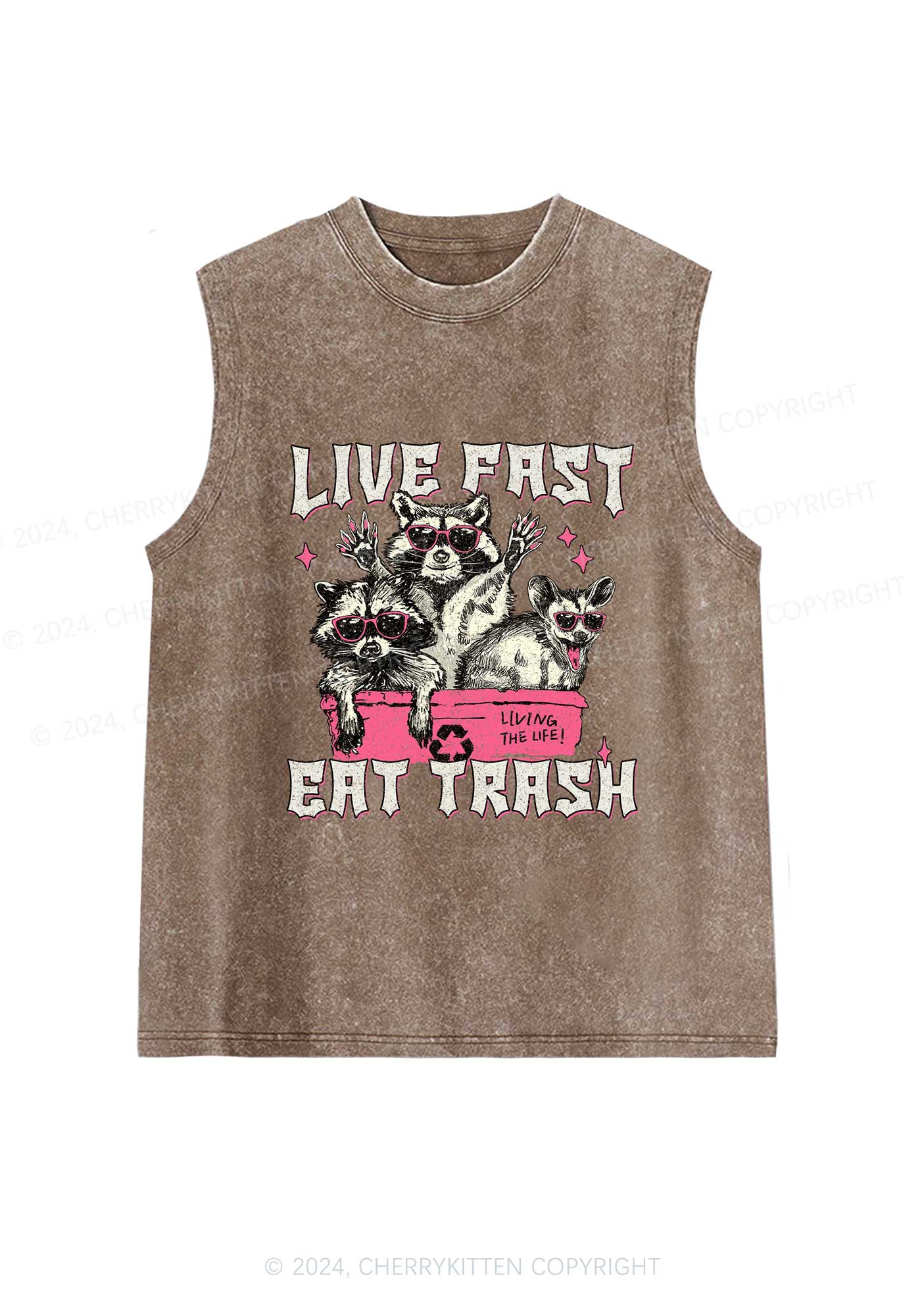 Live Fast Eat Trash Y2K Washed Tank Cherrykitten