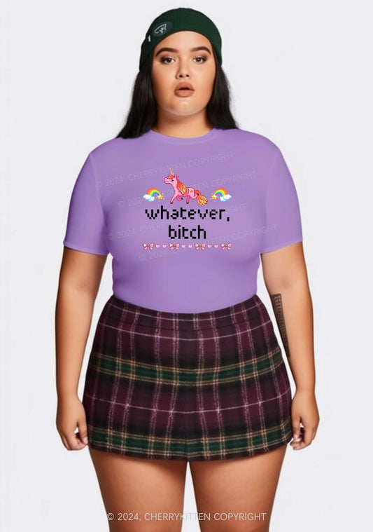 Curvy Unicorn Whatever Bxxch Y2K Baby Tee Cherrykitten