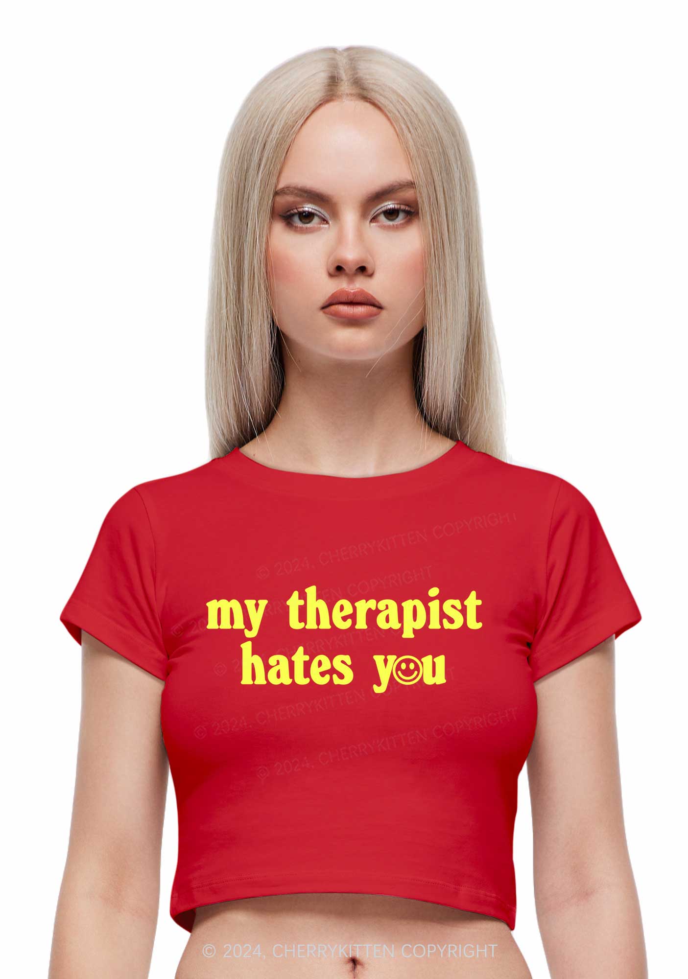 My Therapist Hates You Halo Y2K Baby Tee Cherrykitten