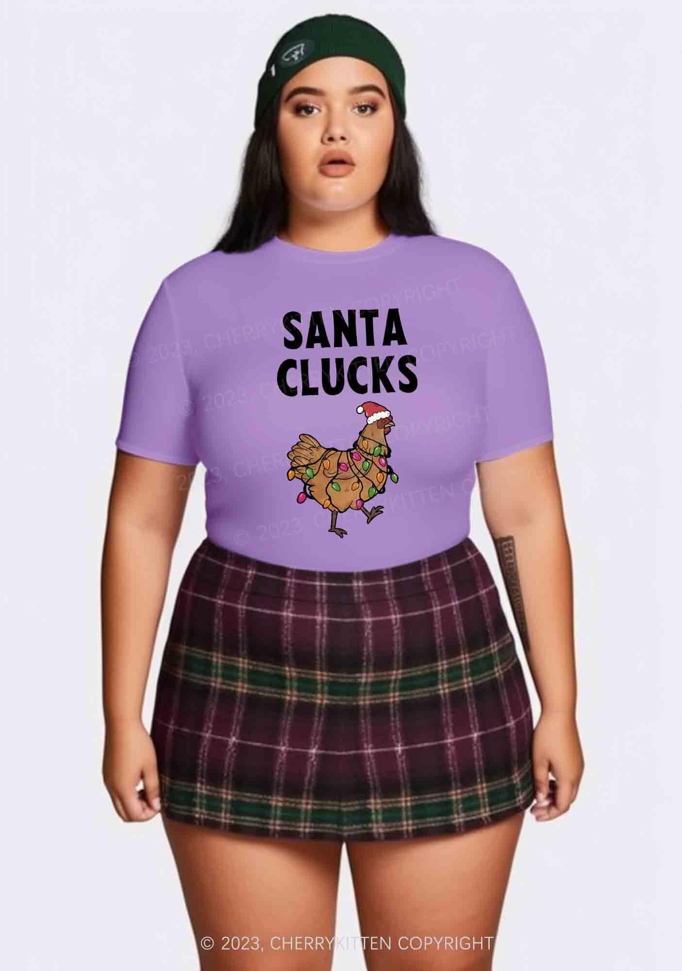 Santa Hat Clucks Christmas Y2K Baby Tee Cherrykitten