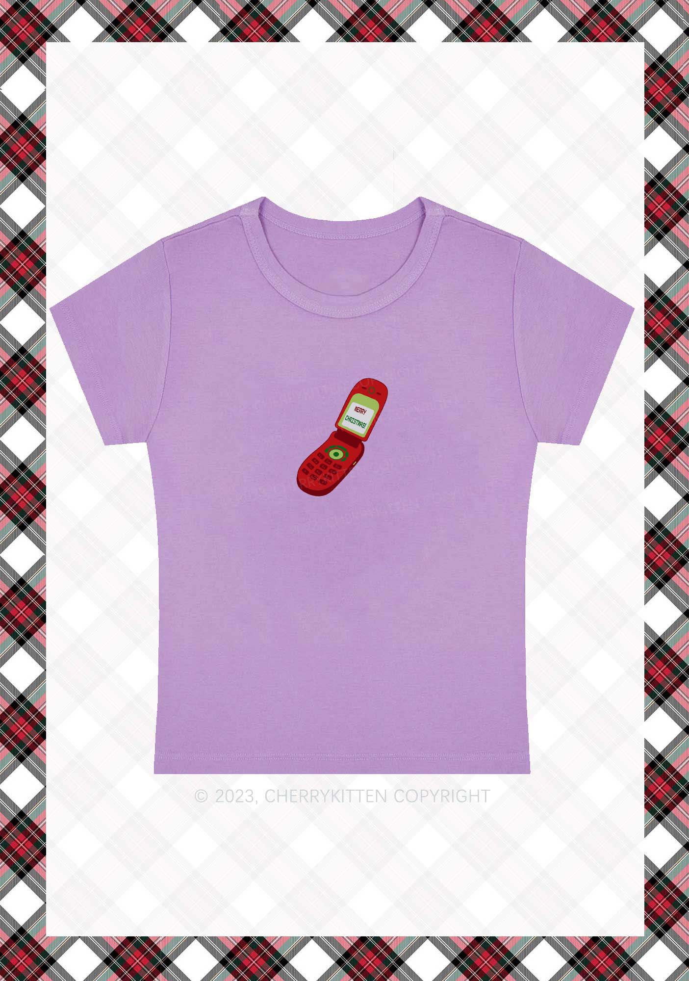 Merry Christmas Cell Phone Baby Tee Cherrykitten