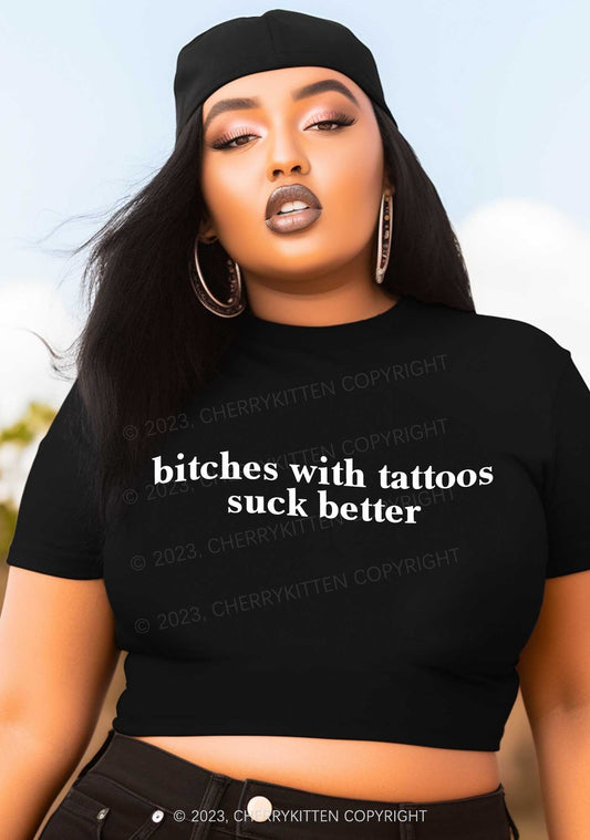 Curvy Bxxches With Tattoos Suck Better Y2K Baby Tee Cherrykitten