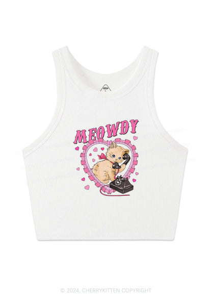 Meowdy Cat Y2K Valentine's Day Crop Tank Top Cherrykitten