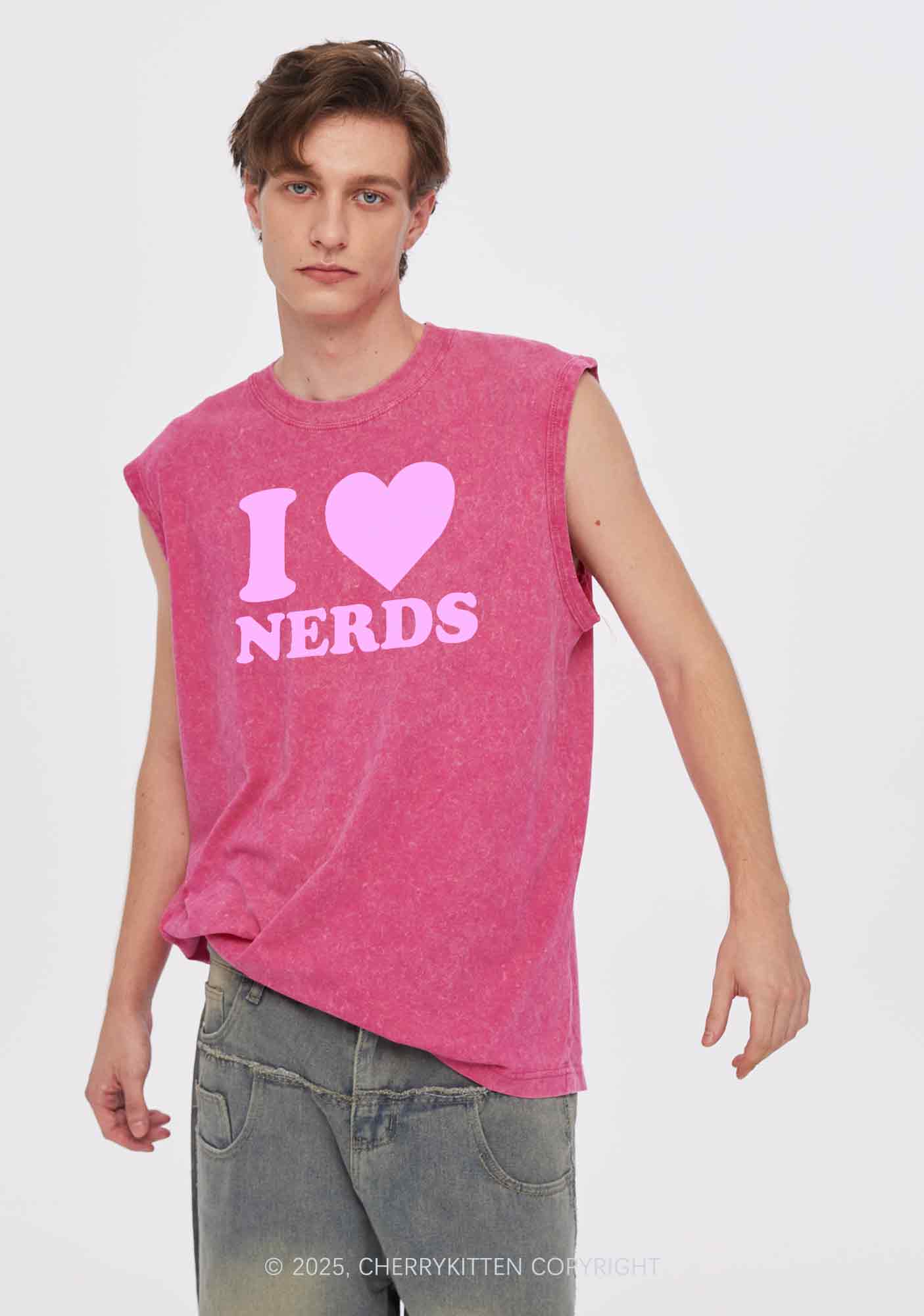 I Love Nerds Y2K Washed Tank Cherrykitten