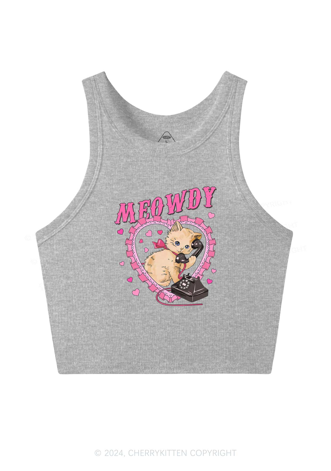 Meowdy Cat Y2K Valentine's Day Crop Tank Top Cherrykitten