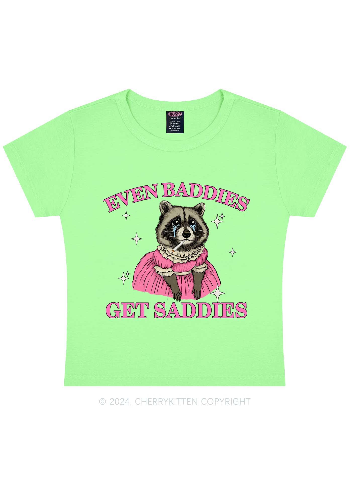 Raccoon Get Saddies Y2K Baby Tee Cherrykitten