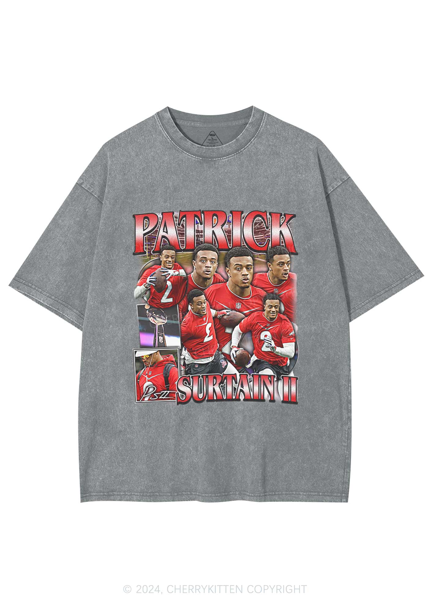 Red Patrick Y2K Super Bowl Washed Tee Cherrykitten