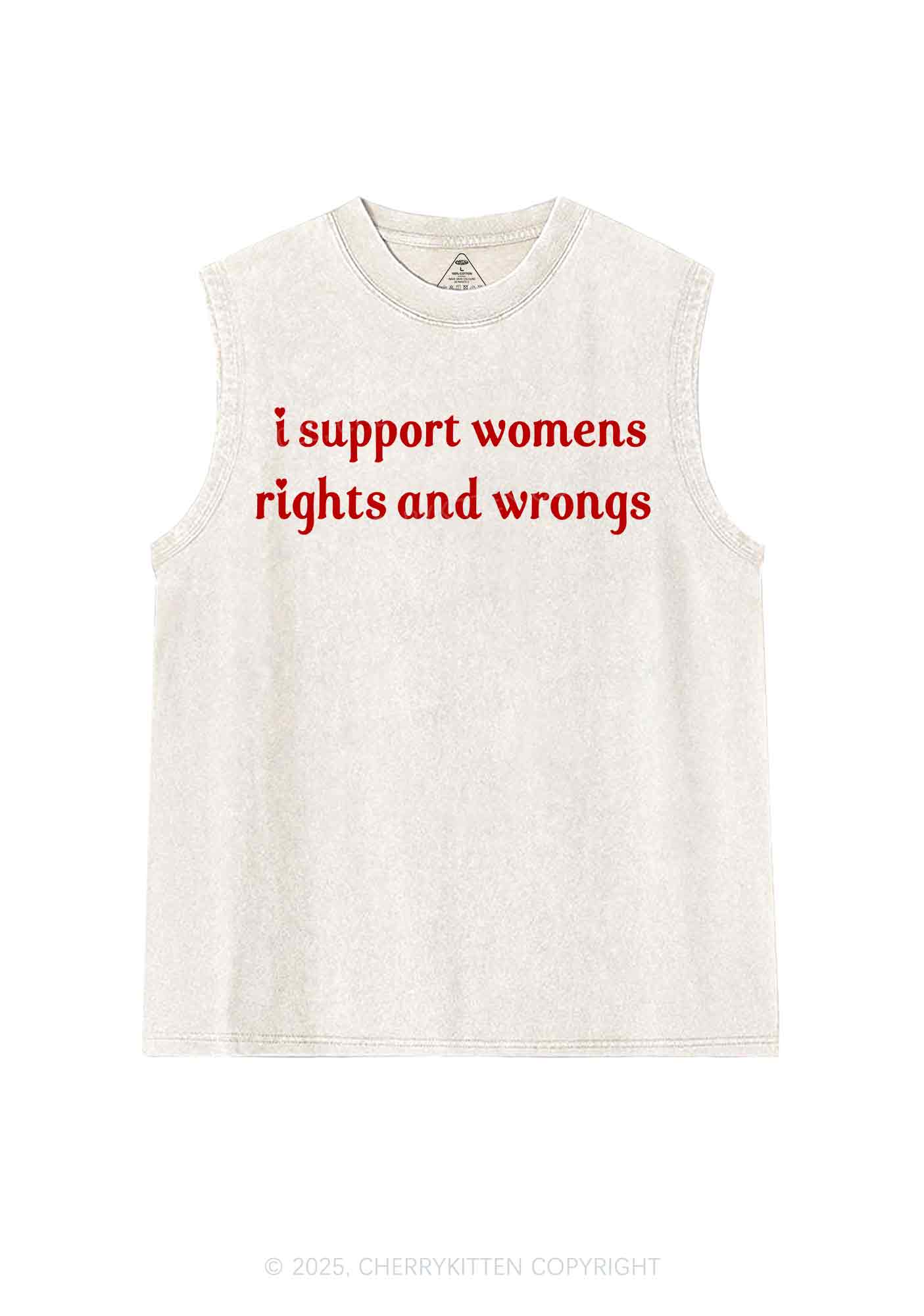 I Support Women Y2K Washed Tank Cherrykitten