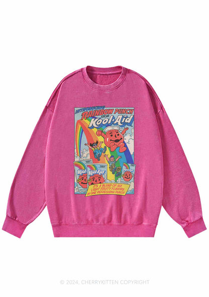 Rainbow Punch Y2K Washed Sweatshirts Cherrykitten