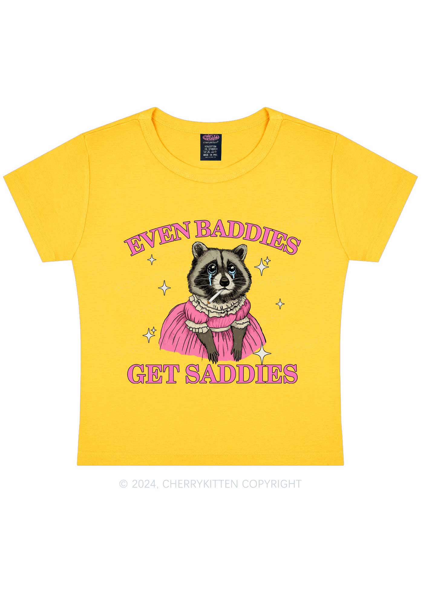 Raccoon Get Saddies Y2K Baby Tee Cherrykitten